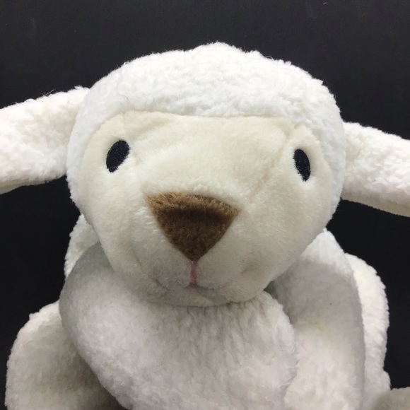 1996 Ty Pillow Pals White Lamb BaBa Yellow Ribbon Easter Plush Stuffed Animal - Picture 1 of 8